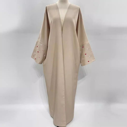 Love embroidered cardigan robe middle east muslim arabic women's dress outside draped gown embroidered - Mixbatch