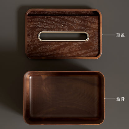 A Wood grain tissue box Living room household paper box Light luxury high-end creative napkin B & B hotel coffee table paper box