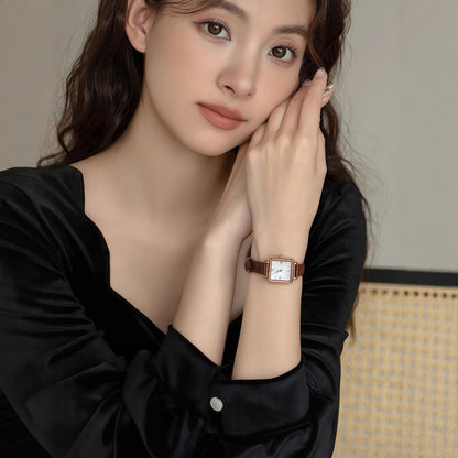 A new retro sugar cube elegant small brown watch RISCYUE luxury classic quartz women's watch