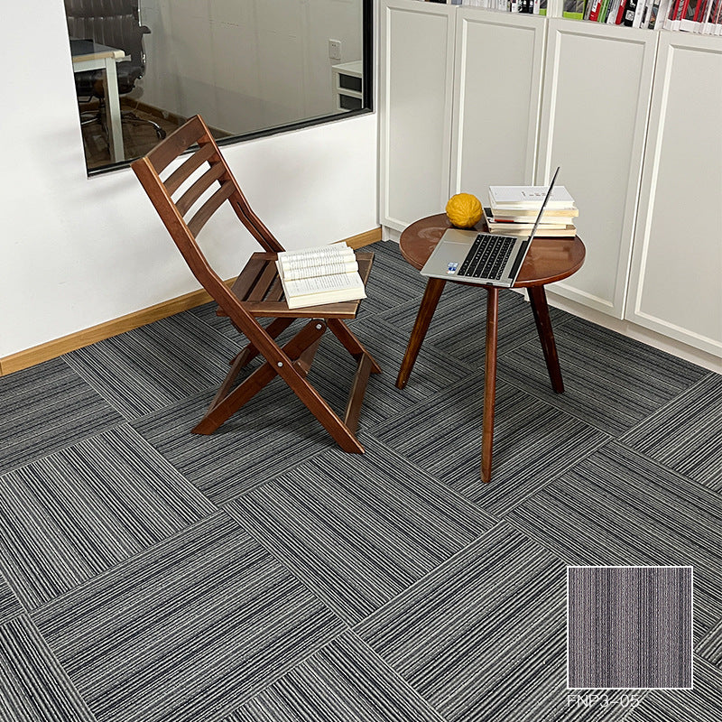 A Office  Building Meeting Room Fire Resistant Dirt Resistant Flame Retardant Environmental Protection Grey Striped Square Splicing B1 Fire Carpet
