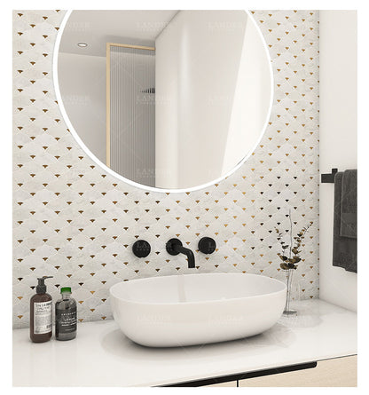 A metal mosaic tile bathroom