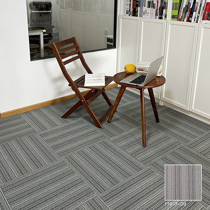 A Office  Building Meeting Room Fire Resistant Dirt Resistant Flame Retardant Environmental Protection Grey Striped Square Splicing B1 Fire Carpet