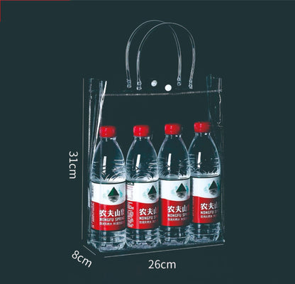A Spot plastic pvc tote bag, transparent gift packaging bag, milk tea with hand gift, hi candy, portable pvc packaging bag