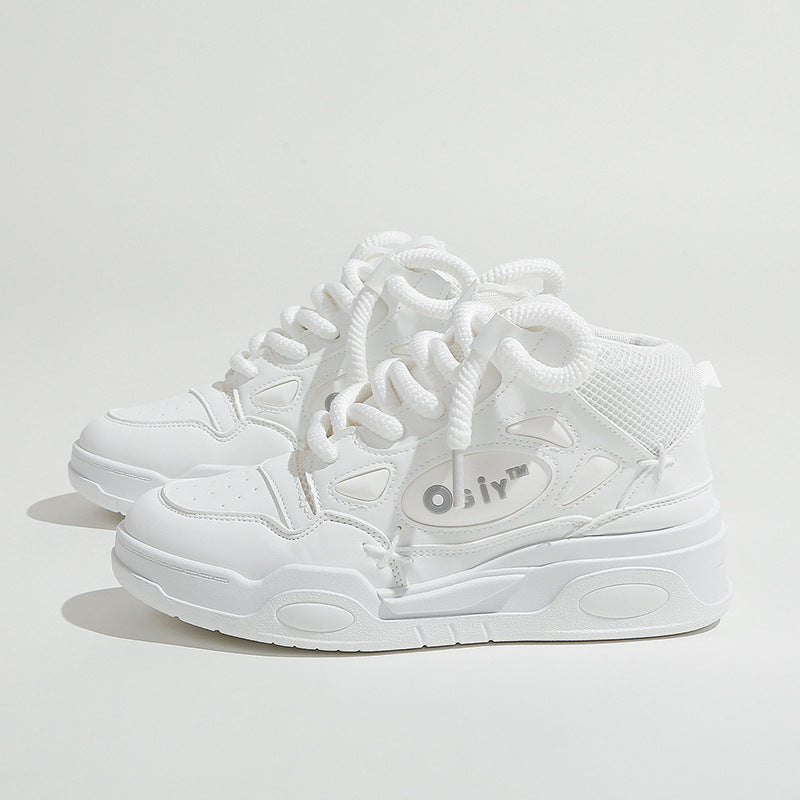 A men's and women's same high-top flats