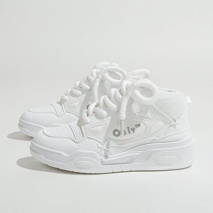 A men's and women's same high-top flats
