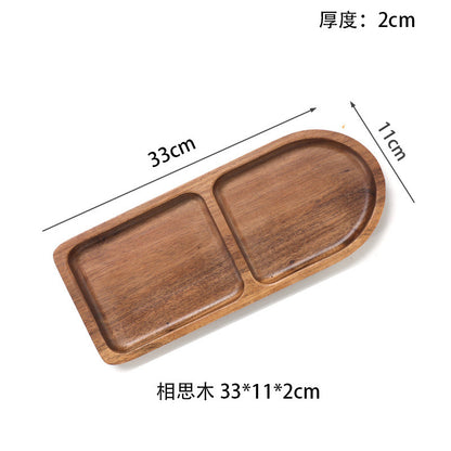 صينية خشبية من خشب الأكاسيا، صينية تخزين وجبات خفيفة منزلية مقسمة على الطراز الياباني، مناسبة لوضع وجبات الديم سوم 