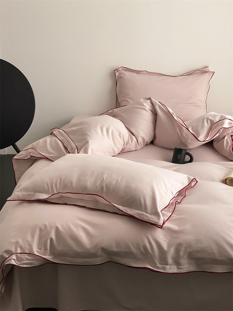 Ba amine series niche designer 60 simple solid color long-staple cotton washable cotton multi-bedding four-piece set 1.0kg - Mixbatch