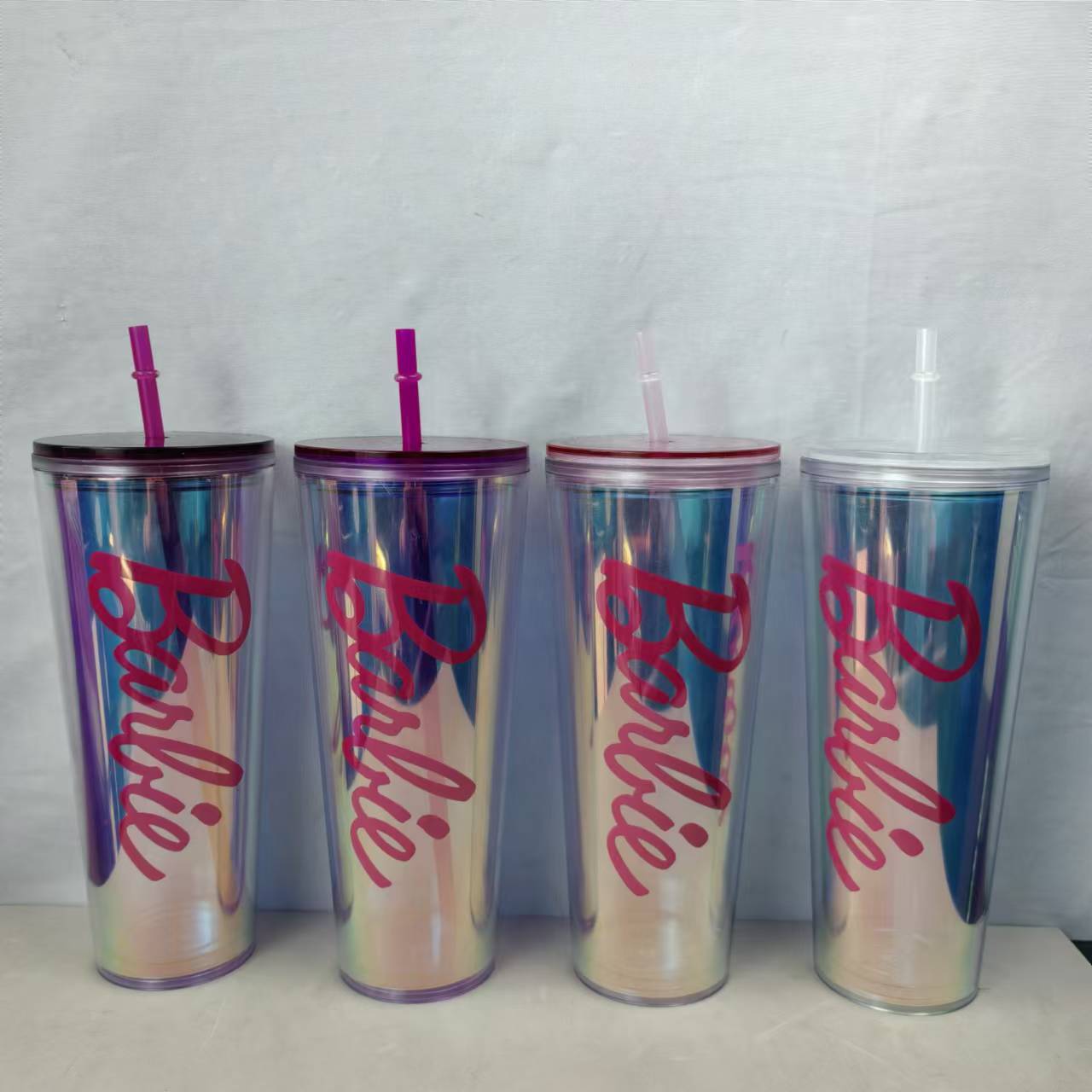 A baby Thailand Vietnam spot color box double layer random cup gem plastic cup straw cup water cup Barbie durian cup - Mixbatch