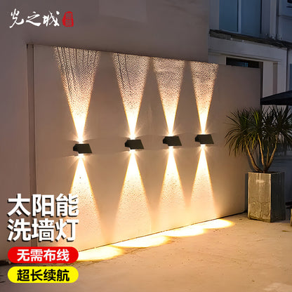 A Super bright solar outdoor wall light Balcony layout Wall washer light Garden decoration Wall waterproof atmosphere Garden light