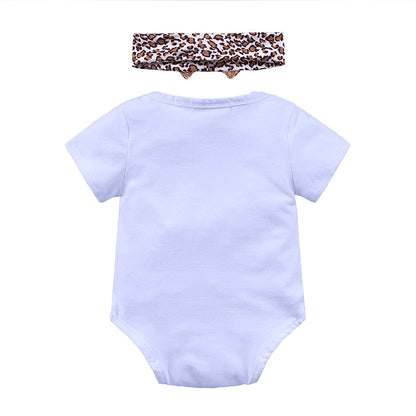 A cross-border foreign trade new baby short sleeved triangle jumpsuit+headband summer cotton jumpsuit crawling suit for infants and young children - Mixbatch