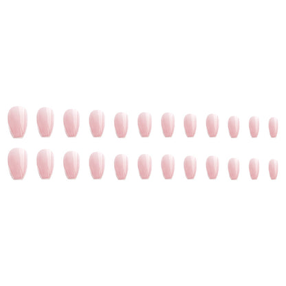 A short glossy oval glitter French wearing manicure, simple temperament versatile ins gentle wearing armor 24 pieces - Mixbatch