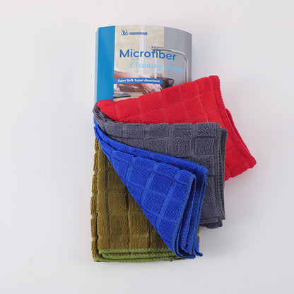 A: Full polyester rag, special microfiber plaid rag for housekeeping, stove cleaning thickened, absorbent dishcloth