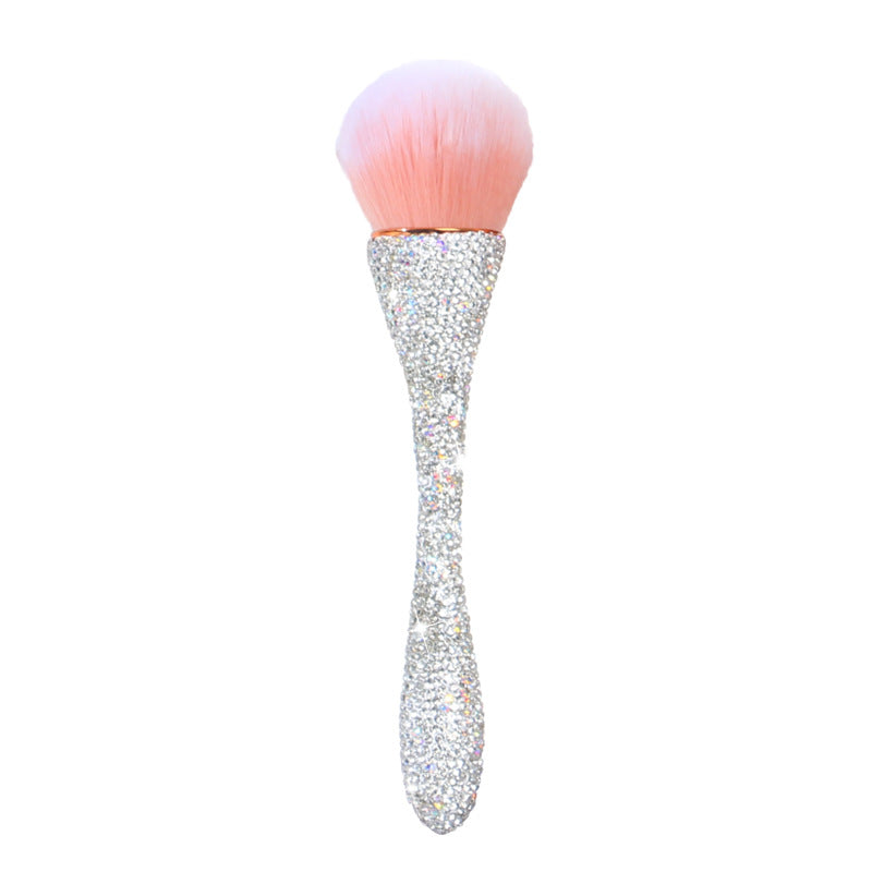 A new diamond-encrusted small waist loose powder makeup brush, oversized single soft-bristled nail brush, blush brush, beauty tool. - Mixbatch