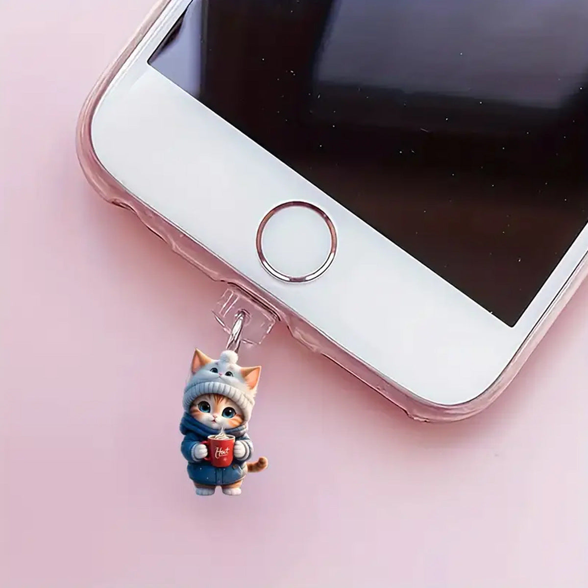 A cross-border new 2D acrylic pendant mobile phone mouth dust plug suitable for apple and type-c dust plug