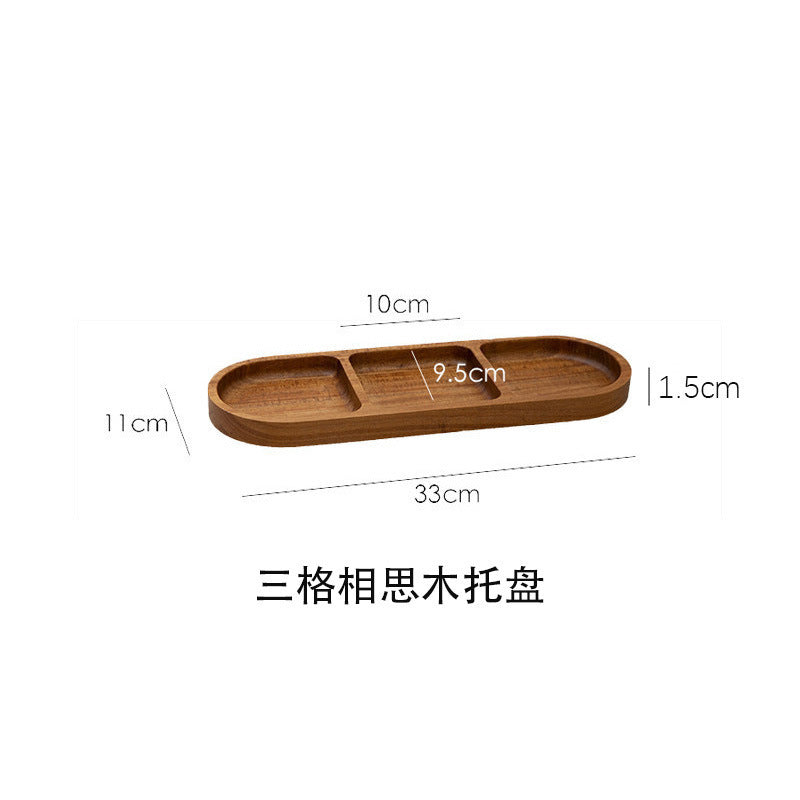 صينية خشبية من خشب الأكاسيا، صينية تخزين وجبات خفيفة منزلية مقسمة على الطراز الياباني، مناسبة لوضع وجبات الديم سوم 