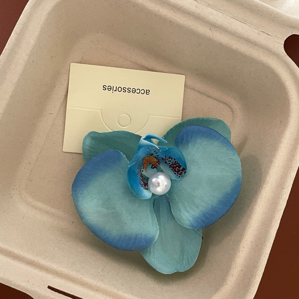 A Super Immortal Phalaenopsis Hairpin Purple Side Flower Hair Accessories Flower Clip Versatile Hairpin Antique Headdress Female Mori