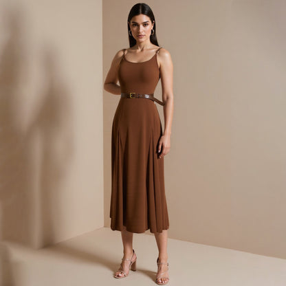 W310DS European and American cross-border 2025 spring wasteland wind belt suspender dress retro Maillard belt suspender skirt women - Mixbatch