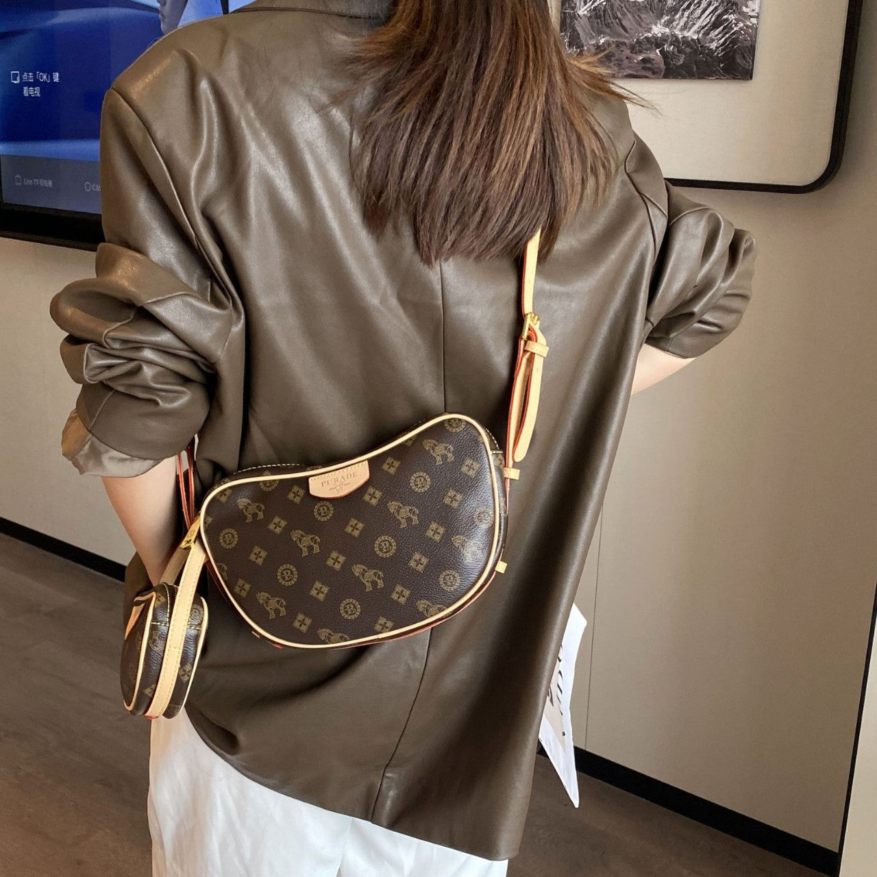 A new pea bag, high-quality texture mother bag, light luxury retro fashion shoulder messenger bag