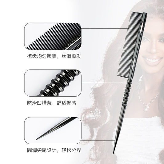 A space aluminum pointed tail comb straight hair