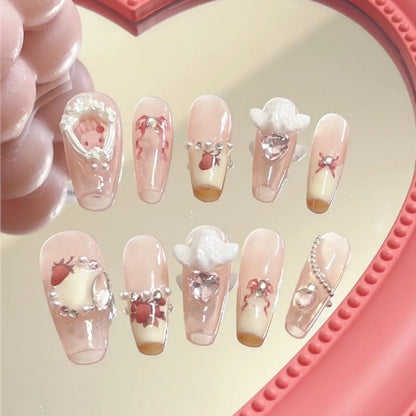 A Yi Yi Dance 30 pieces Handmade white moonlight cat eye manicure pieces Gentle temperament cat eye aurora wearing armor Xiaohongshu explosion - Mixbatch
