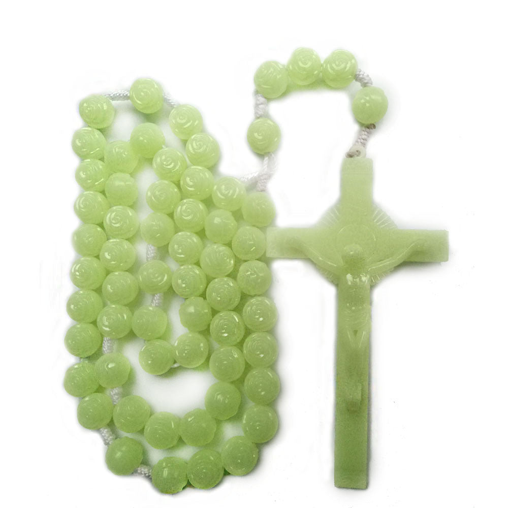 A wall decoration 16mm luminous rose rosary cross household decoration prayer beads 112g - Mixbatch