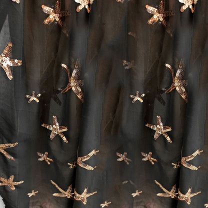 A new multi-color semi-turtleneck sequined slit lantern sleeve pendulum dress chiffon dress