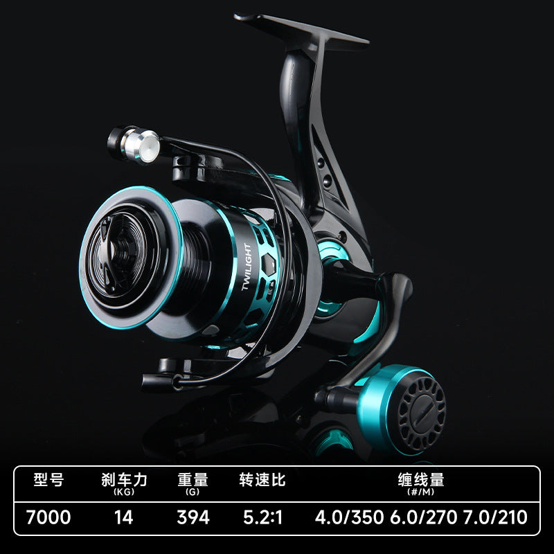 بكرة صيد معدنية سوداء بالكامل، بكرة صيد صغيرة، بكرة صيد لقصبة الصيد البحرية، بكرة صيد كبيرة DK (سمكة وزنها 16 كجم)