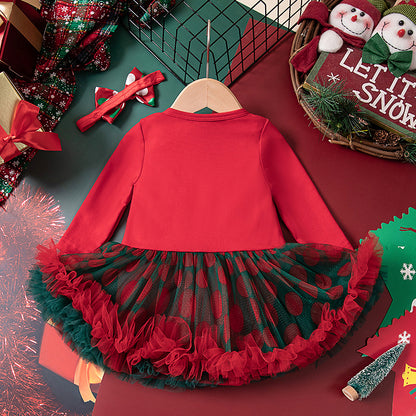 A children's long-sleeved mesh dress