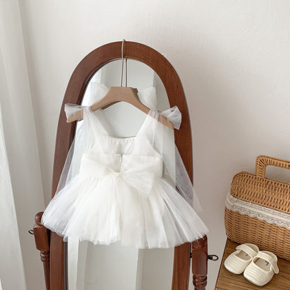 A ins Spring/Summer Girl Sleeveless Bag Pi Ha Yi Baby Mesh Princess Dress Newborn Hundred Days Photo Dress - Mixbatch