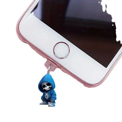 A Sweater Skull Acrylic Pendant Mobile Phone Dust Plug Suitable for Apple Mobile Phone Charging Interface and Type-c Interface