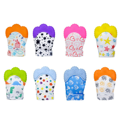A Silicone molar gloves Food grade Baby imitation finger molar stick Hand guard Sound toy