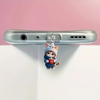 A cross-border new 2D acrylic pendant mobile phone mouth dust plug suitable for apple and type-c dust plug