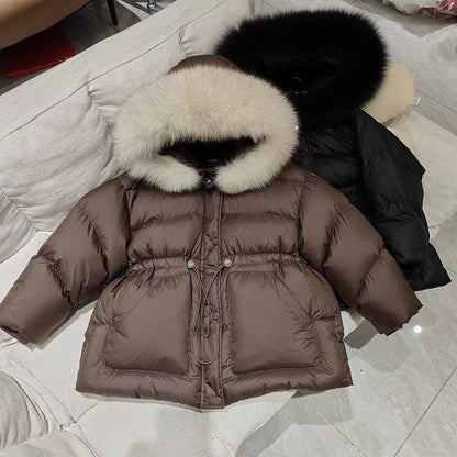 A new hooded medium and long boys and girls thickened jacket children's clothing