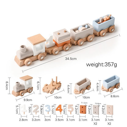 A wooden children's birthday train toy baby birthday milestone toy small train creative birthday photo ornament