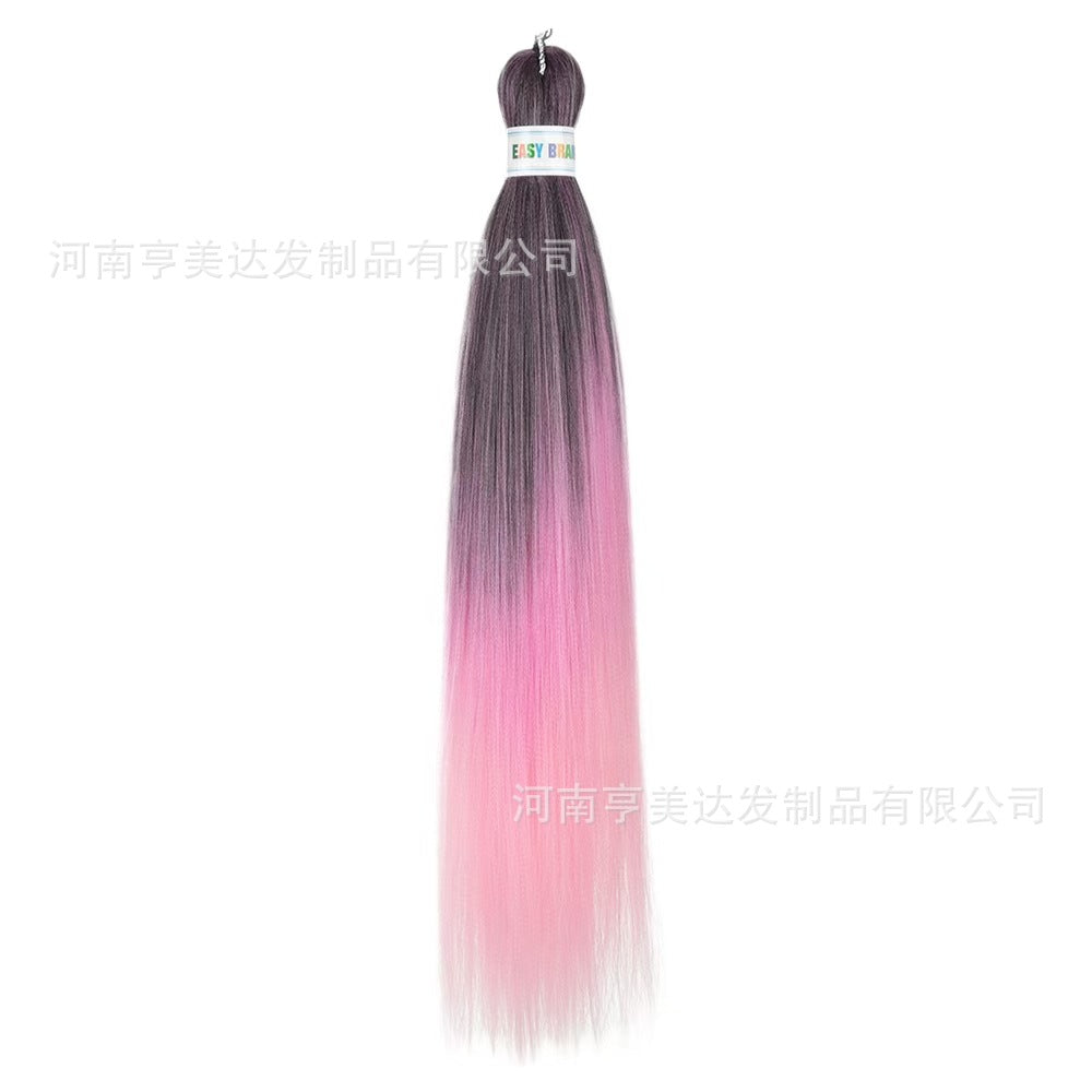 A EZ Color 26inch Women Chemical Fiber Long Straight Hair Large Easy Braided Hair Low Temperature Silk Long Straight Hair Wig - Mixbatch