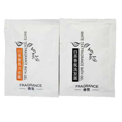 1000 pieces Free shipping by sea to Beirut White Tea Shampoo Body Wash Hotel Disposable Shampoo Body Wash Bag