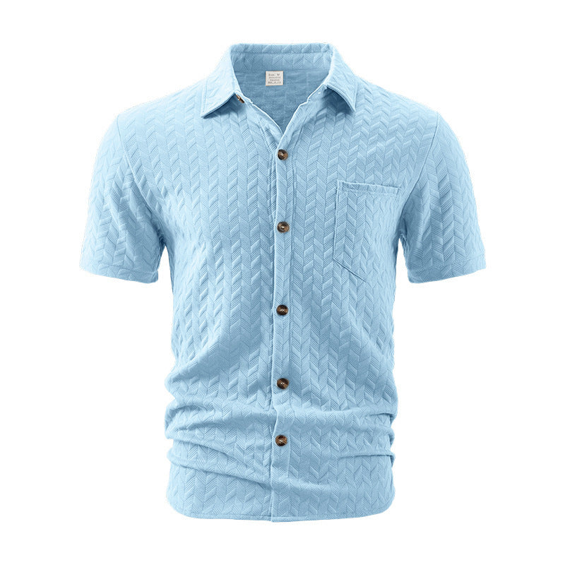 A Men's Solid Color Short Sleeve Shirt