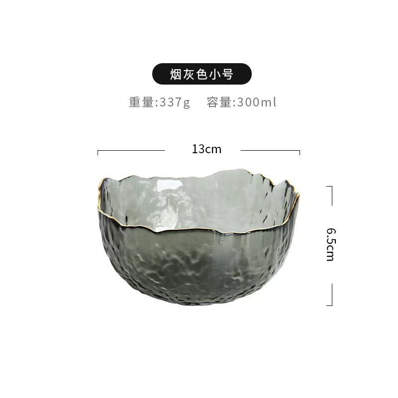 A Creative Japanese Lotus Mist Powder Glass Fruit Salad Bowl Set High Value Dessert Bowl Light Luxury Simple Household Fruit Plate