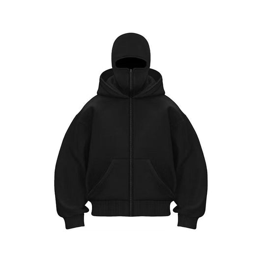 A double hat sweater jacket