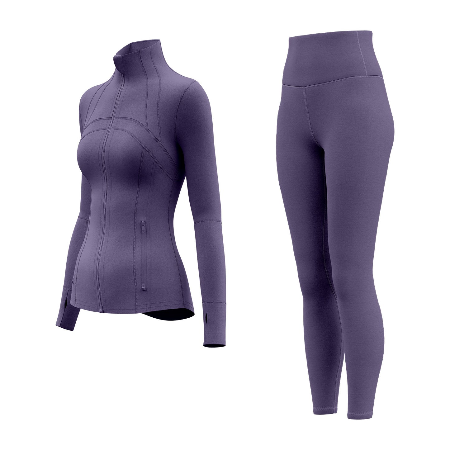 A Cross-border solid color splicing sports suit, slim fit training, fitness yoga clothes, women with pockets