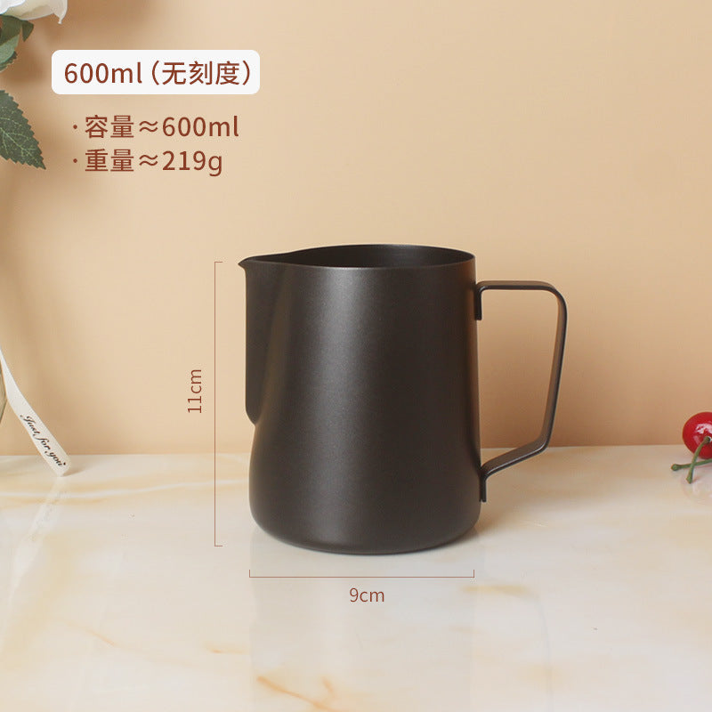 A 304 stainless steel pointed mouth latte cup with graduated coffee latte tank milk foam cup 350/600/900ml