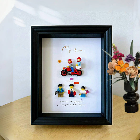 A wooden photo frame hollow 4cm picture frame doll American doll blind box handmade building block mounted three-dimensional display frame