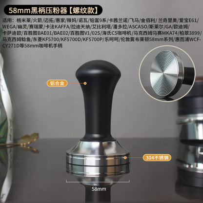 A 51/53/58 mm304 stainless steel coffee powder press threaded wooden handle powder press hammer coffee machine handle powder dispenser