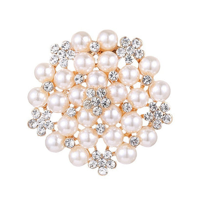 A Korean version of diamond-encrusted pearl flower brooch women's clothing niche pin high-end silk scarf buckle personalized exaggerated corsage - Mixbatch