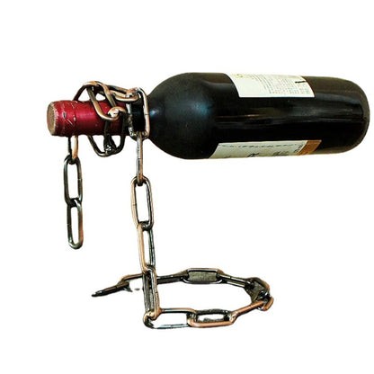 A personalized fashion red wine bottle holder European creative suspended wrought iron rope wine rack ornament