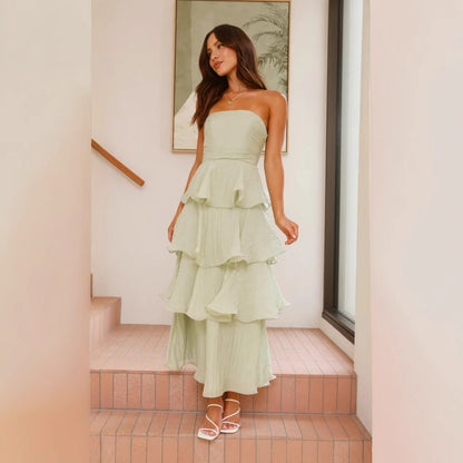 A summer European and American cross-border foreign trade new sexy fashion tube top backless cake dress -68511