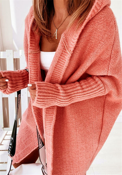 A hooded sweater jacket