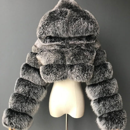 A fur coat imitation fox fur
