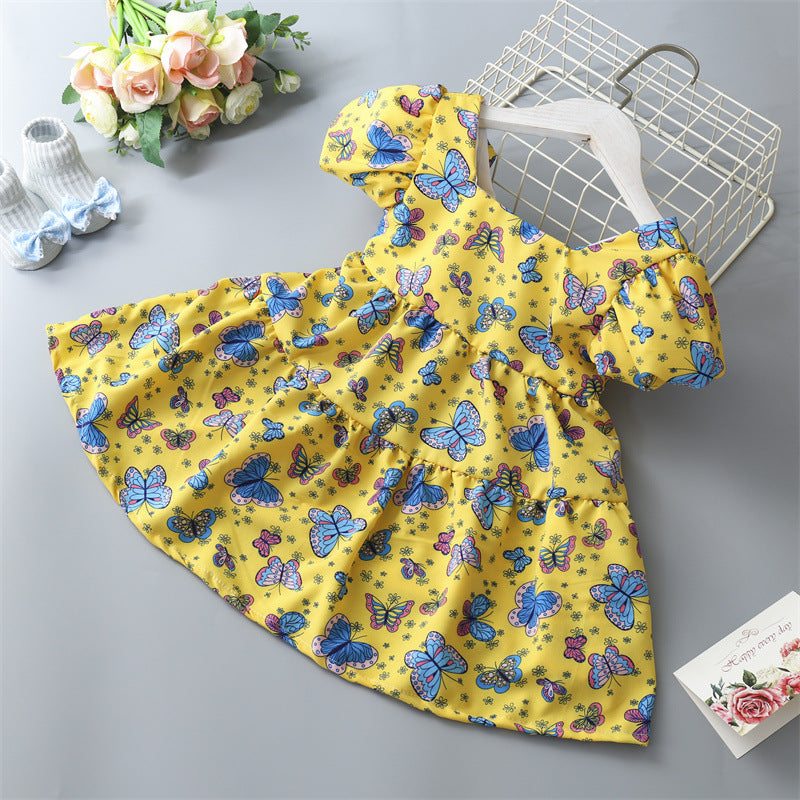 A [Cross-border] Girls' floral dress, children's princess dress, bow skirt spot wholesale - Mixbatch