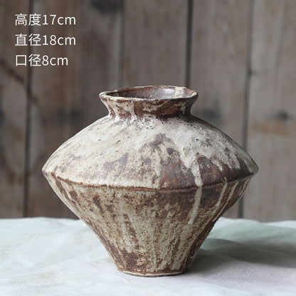 A wabi-sabi wind ceramic vase coarse pottery vase flower arrangement retro nostalgic handmade B & B hotel zen ornament new Chinese style